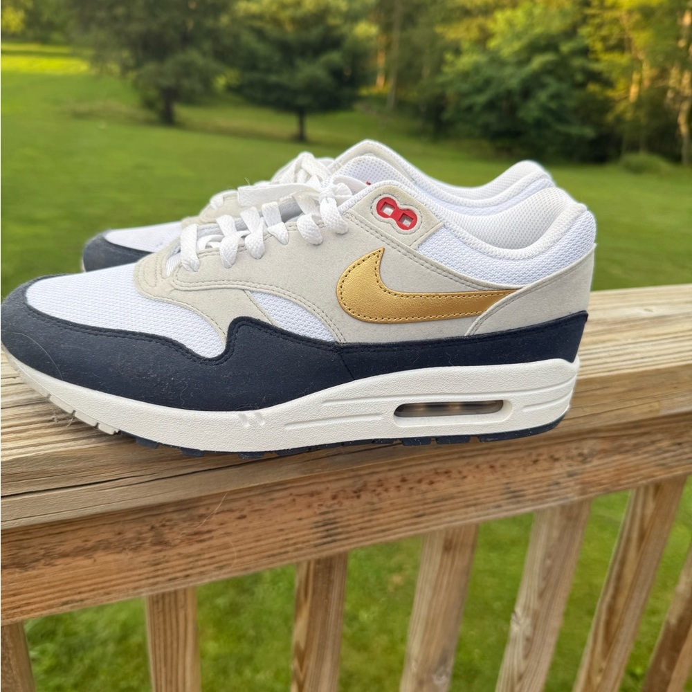 Nike Air Max White and Gold Sneakers